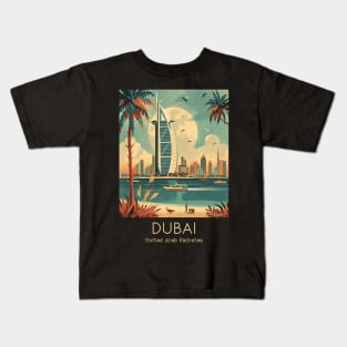 A Vintage Travel Illustration of Dubai - United Arab Emirates Kids T-Shirt